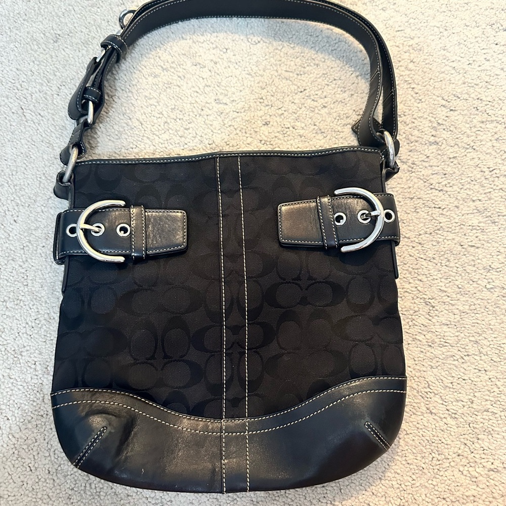 COACH shoulder bag. Great condition. Leather trim and straps.